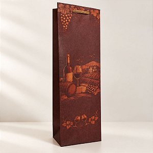 Sacola de Papel para Garrafa - Vintage - 13,5x8x39cm - Ref.3626 - 10 unidades - Rizzo