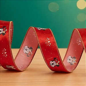 Fita Decorativa Aramada - Mickey e Minnie - Vermelho - 6,3x914cm - Disney Original - 1 unidade - Cromus - Rizzo