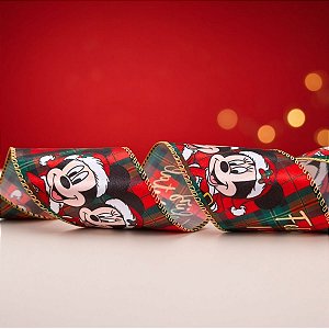 Fita Decorativa Aramada - Mickey e Minnie - Xadrez Vermelho - 6,3x914cm - Disney Original - 1 unidade - Cromus - Rizzo