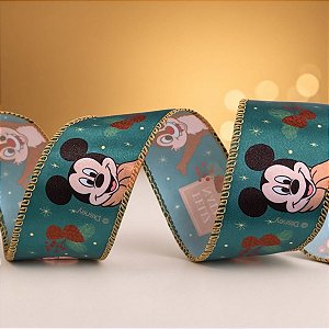 Fita Decorativa Aramada - Mickey Mouse - Verde - 6,3x914cm - Disney Original - 1 unidade - Cromus - Rizzo