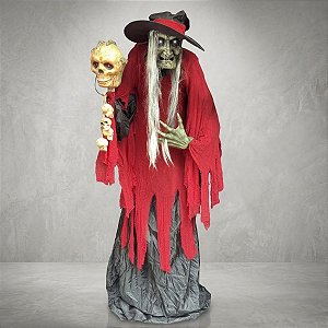 Enfeite Decorativo de Halloween com Som, Luz e Movimento - Bruxa Clodine - 2,9m - 1 unidade - Cromus - Rizzo