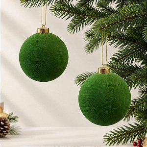 Bola de Natal - Flocada - Verde - 12cm - 2 unidades - Cromus - Rizzo