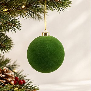 Bola de Natal - Flocada - Verde - 10cm - 4 unidades - Cromus - Rizzo