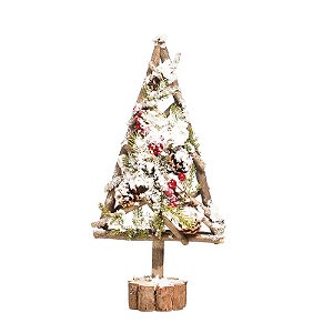 Árvore de Natal Pinheiro Nevado Base Tronco 40cm - 01 unidade - Cromus Natal - Rizzo Embalagens