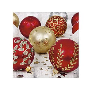 Guardanapo de Papel Bolas Natalinas 33cm - 20 folhas - Cromus Natal - Rizzo Embalagens