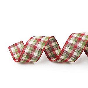 Fita Decorativa Natal Xadrez - Vermelho & Verde - 3,8x914cm - 1 UN - Cromus - Rizzo