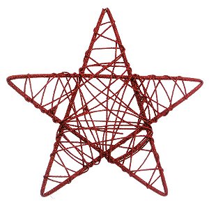 Estrela Rattan Vermelho 25cm - 01 unidade - Cromus Natal - Rizzo Embalagens