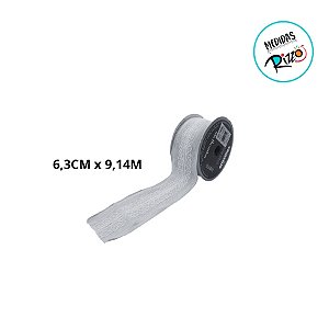 Fita Aramada Decorativa De Natal - Bege Com Renda - 6,3cmx9,14m - 1 unidade - Cromus - Rizzo