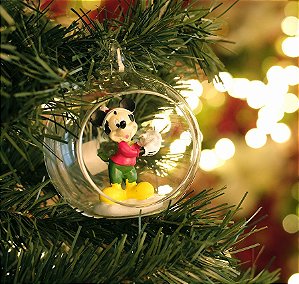 Bola de Vidro com Mickey 10cm - 02 unidades - Natal Disney - Cromus - Rizzo Embalagens