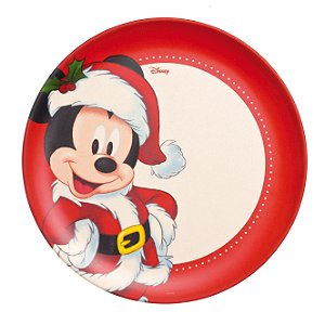 Prato Grande Fibra de Bambu Mickey e Minnie Fun 25cm - 01 unidade - Natal Disney - Cromus - Rizzo Embalagens