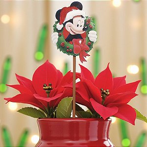 Pick Médio de Madeira Mickey Guirlanda para Jardim 38cm - 01 unidade - Natal Disney - Cromus - Rizzo Embalagens
