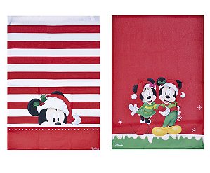 Pano de Copa Mickey e Minnie Composê 70cm - 02 unidades - Natal Disney - Cromus - Rizzo Embalagens