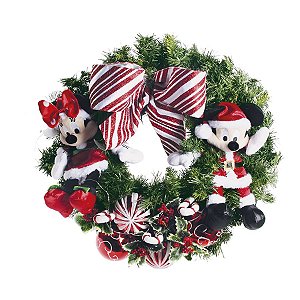 Guirlanda Decorada Mickey e Minnie 60cm - 01 unidade - Natal Disney - Cromus - Rizzo Embalagens