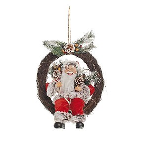 Guirlanda Papai Noel Sentado com Luz 50cm - 01 unidade - Cromus Natal - Rizzo Embalagens