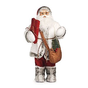 Noel em Pé com Botas de Pelúcia 60cm - 01 unidade - Cromus Natal - Rizzo Embalagens