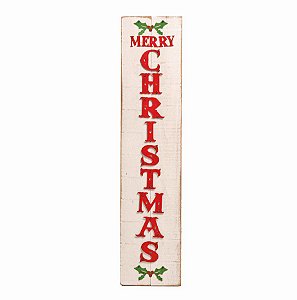 Placa de Madeira Natal Merry Christmas 15cm x 60cm - Natal Cromus - Rizzo Embalagens e Festas