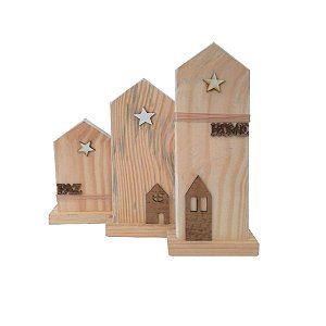 Enfeite de Mesa Trio Igreja  - 03 unidades - Cromus Natal - Rizzo Embalagens