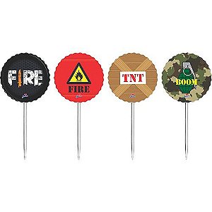 Toppers Decorativos - Festa Free Fire - 08 Unidades - Junco - Rizzo Festas