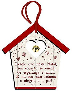 Tag de MDF Casinha Desejo Que Neste Natal 12,5cm - 01 unidade - Litoarte - Rizzo Embalagens