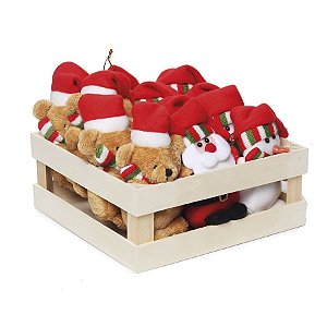 Mini Box com Noel Boneco de Neve  e Urso Vermelho Verde - 12 unidades - Cromus Natal - Rizzo Embalagens