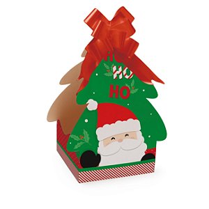 Caixa Panetone Árvore Noel Ho Ho Ho para Panetone 100g - 10 Unidades - Cromus Natal - Rizzo Embalagens