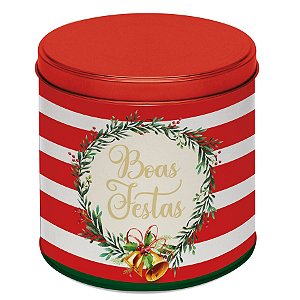 Lata para Panetone 500g Boas Festas - 01 unidade - Cromus Natal - Rizzo Embalagens