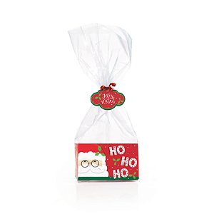 Kit Fundo Retangular Ho Ho Ho 8,5x4,5x5cm - 10 unidades - Cromus Natal - Rizzo Embalagens