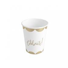 Copo de papel Celebrate Dourado Biodegradável - 10 unidades - 270 ml - Rizzo
