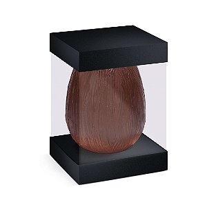 Caixa para Ovo em Pé com Visor e Berço 500g Preto - 10 unidades - 13,5x13,5x18,5cm - Cromus Profissional - Rizzo Embalag