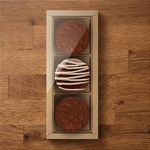 Caixa Pão de Mel Retangular com Tampa Cristal - 2 cavidades - Kraft - 24,2x9,5x4cm - 10 unidades - Cromus Profissional