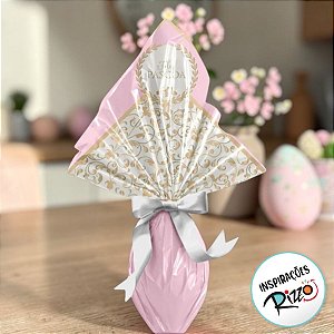 Saco Express 39x39cm para Ovos de 350g a 500g - Royalle Rosa - 05 unidades - Cromus Páscoa - Rizzo Embalagens