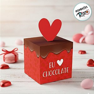 Caixa Pop Up Eu Amo Chocolate P 7x7x7cm - 10 unidades - Cromus Páscoa - Rizzo Embalagens