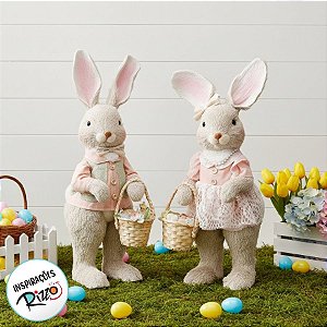 Coelho Candy c Cestinha M - 45cm x 20cm x 15cm - 1 unidade - Linha Tartufo - Cromus Páscoa - Rizzo Embalagens