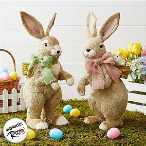 Coelho c Cestinha nas Costas G - 55cm x 30cm x 22cm - 1 unidade - Linha Tartufo - Cromus Páscoa - Rizzo