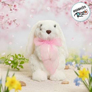 Coelho Pelo Macio Laço Rosa Cílios Longos P - 20cm x 10m x 13cm - Cromus Páscoa - Rizzo Embalagens