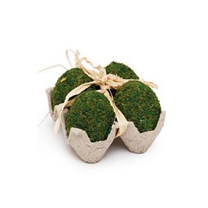 Bandeja com 04 Ovos de Musgo Verde Decorativo - 01 unidade - Cromus Páscoa - Rizzo Embalagens