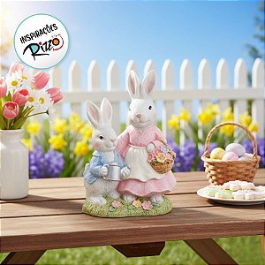 Casal de Coelhos Páscoa - 15cm x 10cm x 5cm - 1 unidade - Cromus Páscoa - Rizzo Embalagens