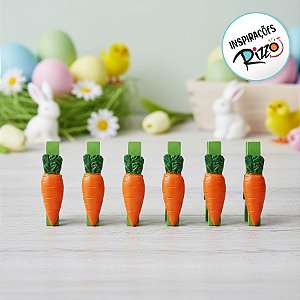 Prendedor Cenoura G - 4x1x1cm - 6 unidades - Cromus Páscoa - Rizzo Embalagens