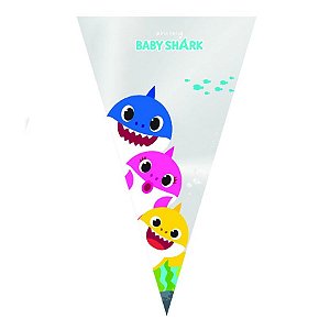 Cone Festa Baby Shark 18x30cm - 50 unidades - Cromus - Rizzo Embalagens