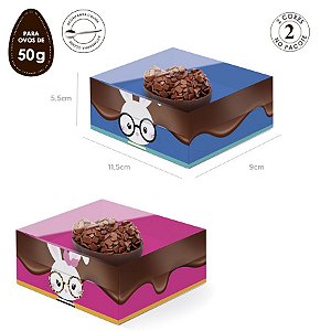 Caixa New Practice Meio Ovo Mini 50g 11,5x9x5,5cm Páscoa Cores Sortido - 06 unidades - Cromus Páscoa - Rizzo Embalagens