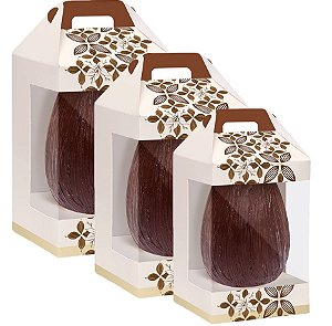 Caixa Maleta Vertical New com Visor Flor de Cacau Marfim - 06 unidades - Cromus Páscoa - Rizzo Embalagens