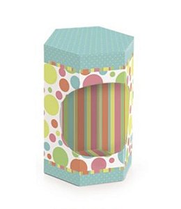 Caixa Sextavada Candy Colors - Turquesa - 5 unidades - Cromus - Rizzo