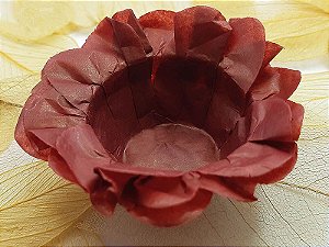 Forminha para Doces Floral em Seda Marsala - 40 unidades - Decorart