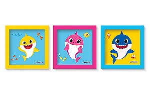 Quadro Moldura - Festa Baby Shark - 03 unidades - Cromus - Rizzo Festas