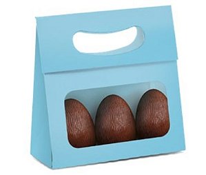 Mini Caixa Plus para Ovos com Visor Páscoa Jade- 10 unidades - 13x5,5x13cm - Cromus Profissional - Rizzo Embalagens