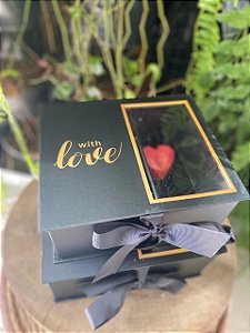 Caixa Rígida com Visor Preto With Love - 01 unidade - Rizzo Embalagens