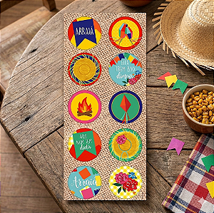 Adesivo Redondo Decorativo Arraiá Festa Junina - 30 unidades - Cromus - Rizzo