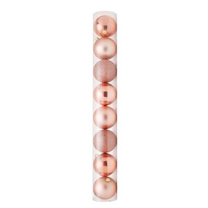 Bolas em Tubo Rose Gold 4cm - 08 unidades - Cromus Natal - Rizzo Embalagens