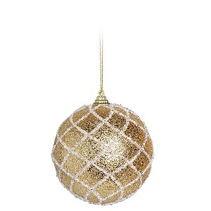 Bolas de Natal Glitter e Listras - Dourado - 10cm - 4 unidades - Cromus - Rizzo