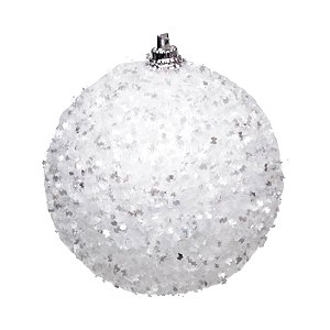 Kit Bola Nevada Glitter Branco 8cm - 06 unidades - Cromus Natal - Rizzo